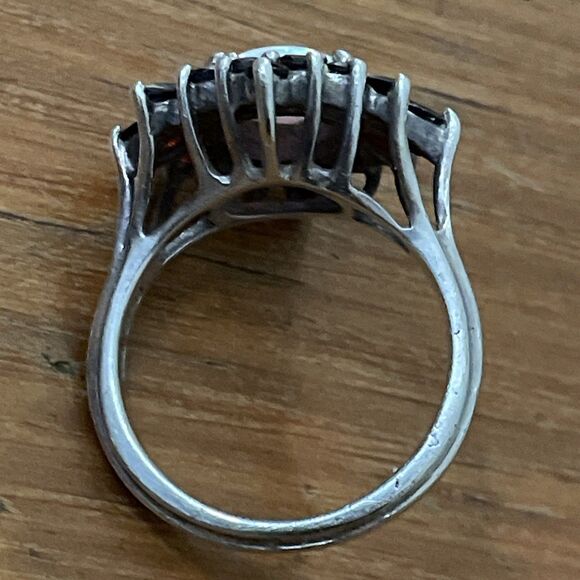 Vintage Sterling Silver Opal And Garnet Cluster Ring Womens Size 8 - Picture 6 of 10